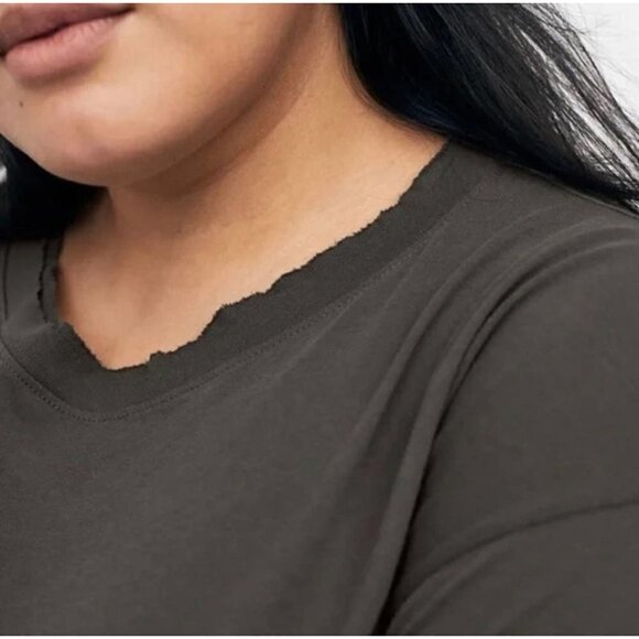 NWT MATE the Label Charcoal Organic Cotton Raw Neck Boxy Tee - Size XS - Picture 7 of 11